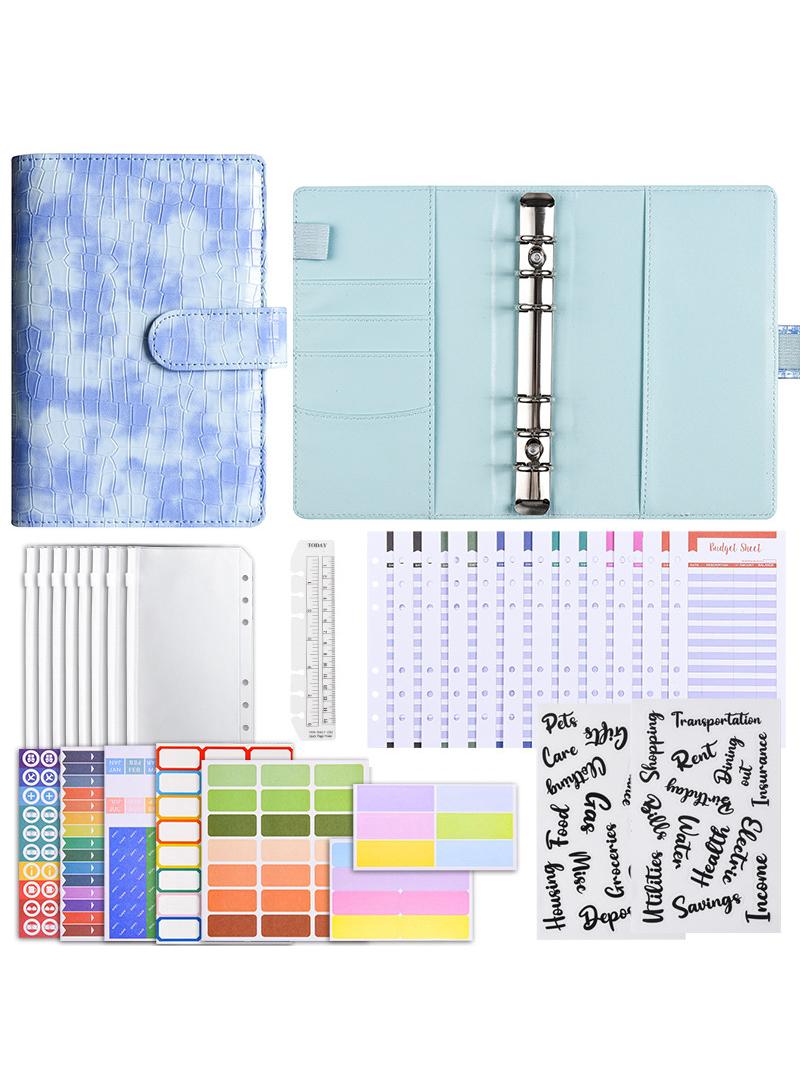Generic Budget Binder with Zipper Envelopes, Cash Envelopes for Budgeting, PU Leather Budget Binder Planner with Clear Zipper Envelopes, Budget Sheets for Budgeting, Saving Money(Blue)  - Image 1