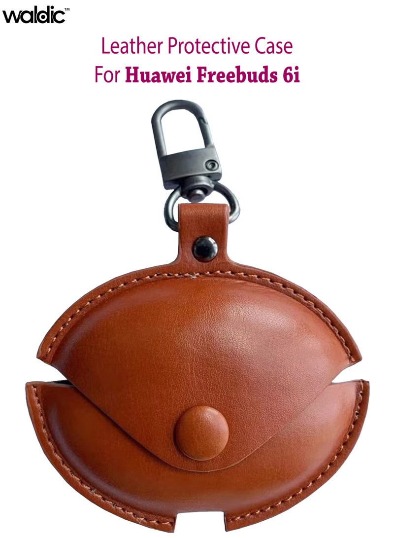 Waldic Leather Protective Case Cover For Huawei FreeBuds 6i - Brown - Image 1