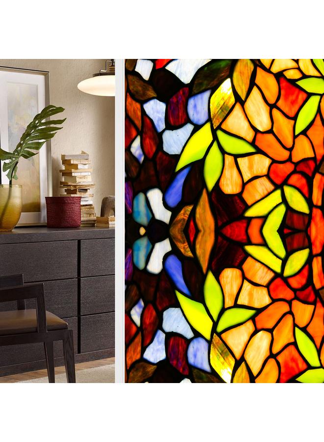 الأزرق جي دبليو BL112 -170 زهرة البحر ملصق زجاج إلكتروستاتيكي PVC ملصق نافذة خالي من الغراء ملصق زجاج نافذة ديكور المنزل - Image 1