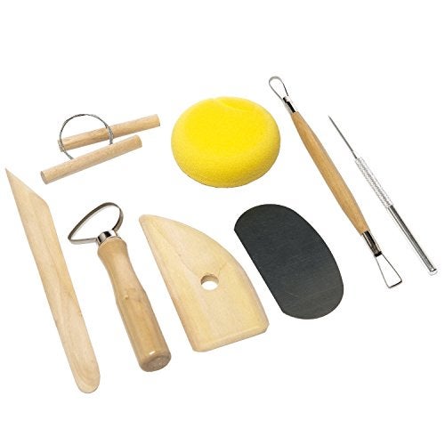 VISHAL Pottery Tool Kit with Sponge (Beige) - 8 Pieces - Image 1