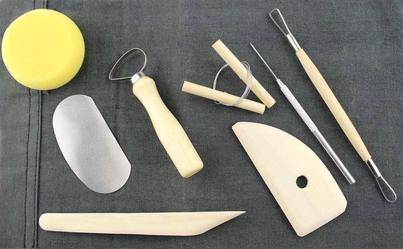 VISHAL Pottery Tool Kit with Sponge (Beige) - 8 Pieces - Image 4