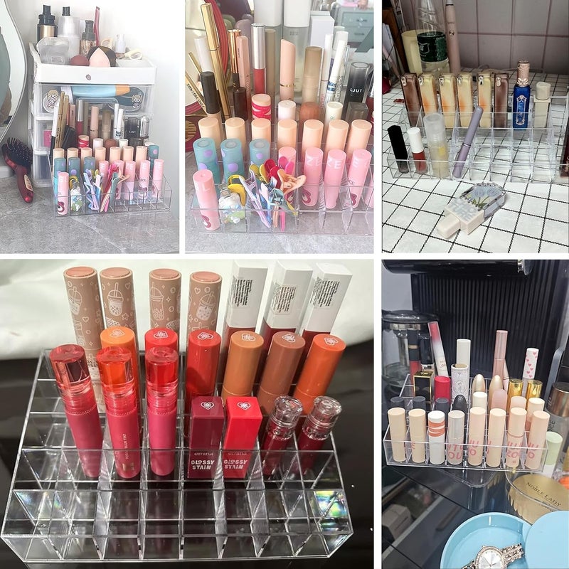 Tecbeauty 40 Grids Lipsticks Holder - Clear Acrylic Lipgloss Lipstick Organizer and Storage Display Case for Lip Gloss, Lipstick Tubes - Image 3