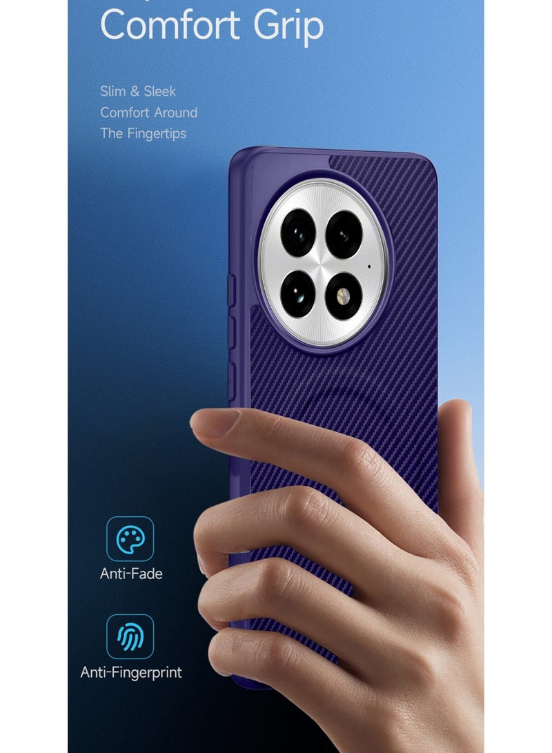 Wtech OnePlus 13 5G 2024 Soft Silicone Carbon Fiber Magsafe Protective Back Case Cover (MCFPSN) - Eggplant Purple - Image 2