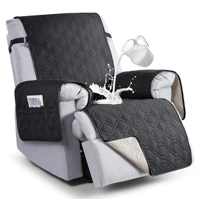 100 WATERPROOF RECLINER CHAIR COVERS RECLINER COVER NONSLIP DOG CHAIR COVER FURNITURE PROTECTOR WASHABLE SLIPCOVER WITH POCKET ELASTIC STRAPS FOR PETS DOGSBLACK 236