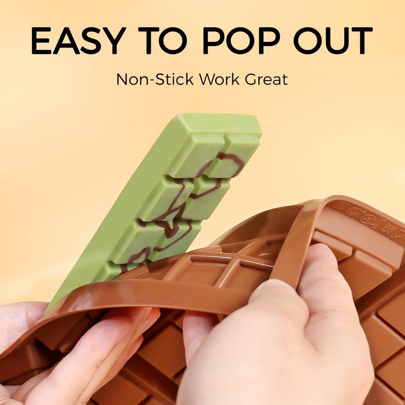Fimary Chocolate Bar Mold  Non-Stick Dubai Chocolate Molds  Food Grade Silicone Deep Chocolate Bar Mold For Pistachio  Candy- Set Of 3 - Image 2