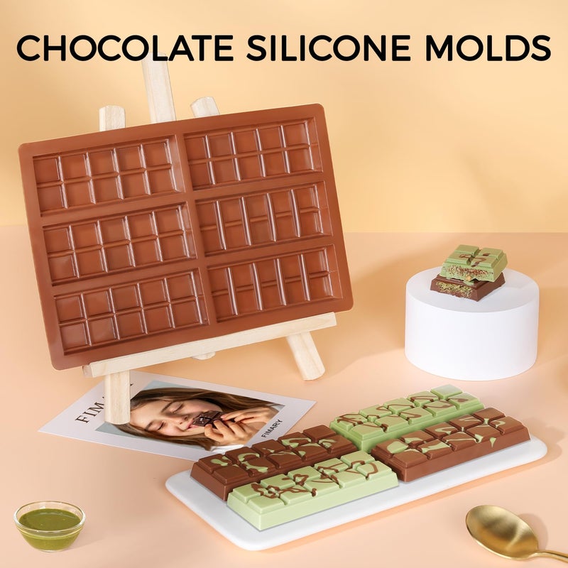 Fimary Chocolate Bar Mold  Non-Stick Dubai Chocolate Molds  Food Grade Silicone Deep Chocolate Bar Mold For Pistachio  Candy- Set Of 3 - Image 5