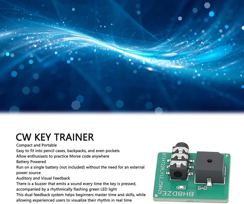 Cw Key Trainer, Hand Morse Code Trainer with LED Feedback Hand Key Exerciser Oscillator for Telegraph Practice All Skill Levels - Image 3