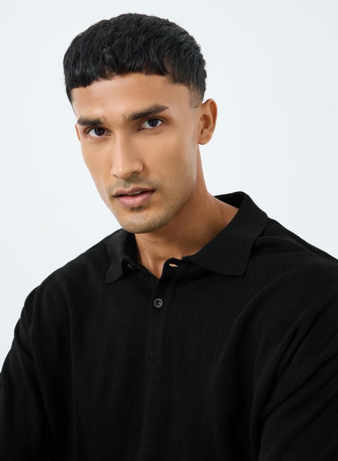 ستايلي سويتر بولو محبوك بأكمام طويلة للرجال - Image 3