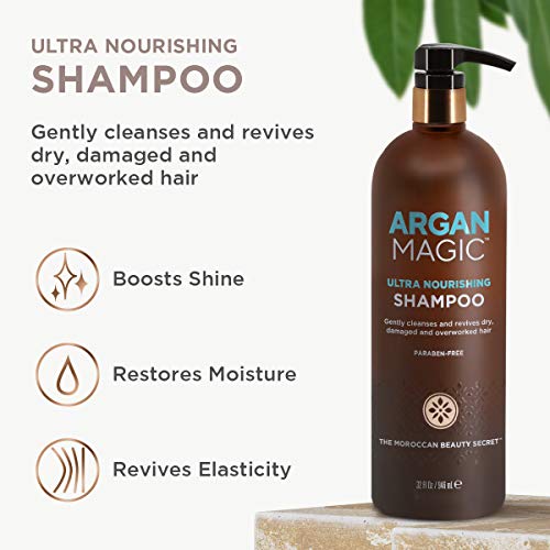 Argan Magic Ultra Nourishing Shampoo - Argan Oil and Antioxidants to Nourish and Restore Damaged and Over-Processed Hair Types | Made in USA, Paraben Free, Cruelty Free (32 oz) - Image 3