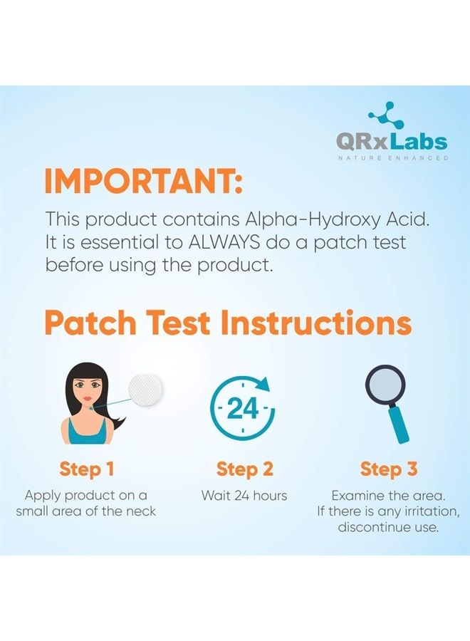 QRxLabs وسادات التحكم في حب الشباب حمض الجليكوليك/حمض الساليسيليك 10/2 مع 10% حمض جليكوليك نقي + 2% حمض ساليسيليك، ألانطوين، فيتامينات B5، C و E، كاليندولا والشاي الأخضر - أكثر علاج فعال لحب الشباب - بشرة صافية