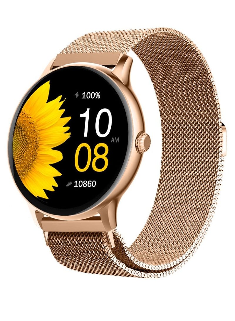 Zoom Plus Bluetooth Calling Full Touch Display Multi-Function Heart Rate Monitor Smartwatch Gold - Image 1