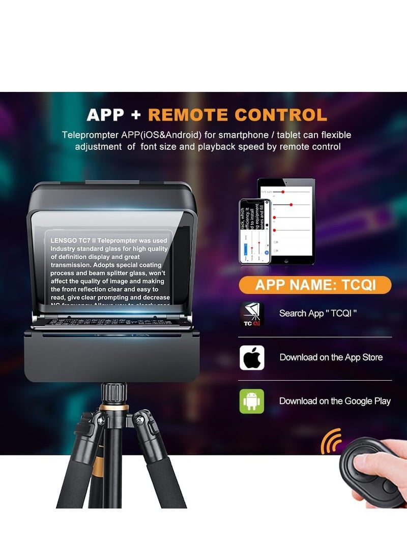 لينسجو - LENSGO Teleprompter for iPhone ipad Smartphone,7.9’’ Mini Portable Prompter with Remote Control,APP Compatible with iOS/Android for YouTube, Zoom, Twitch, Online Teaching,Vlogger,Live Streaming - Image 1