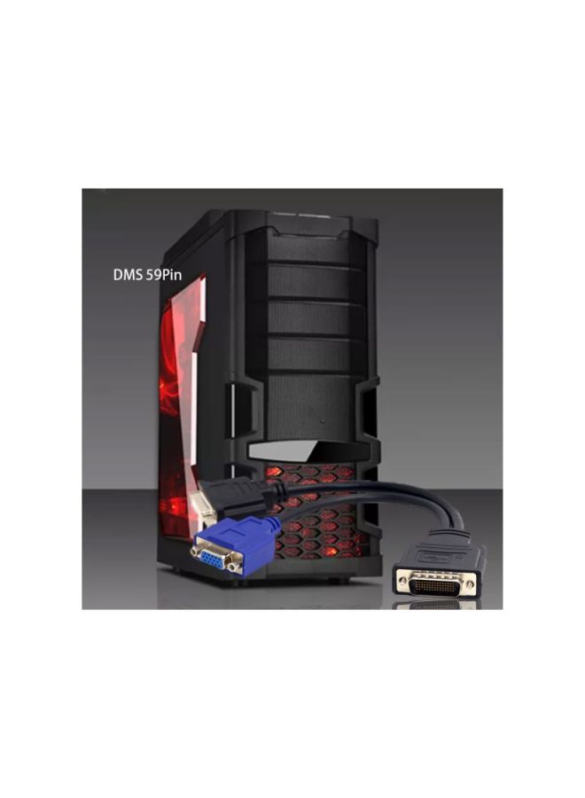 كابل تمديد DMS-59 ذكر إلى DVI 24+5 VGA أنثى بتصميم مقسوم فضي/أسود/أزرق - Image 2