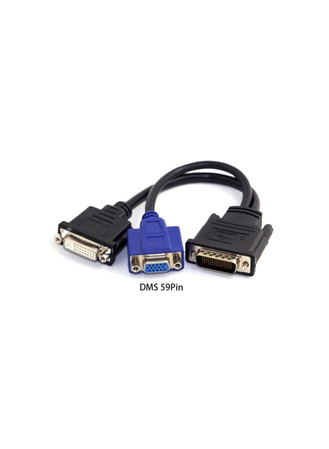 كابل تمديد DMS-59 ذكر إلى DVI 24+5 VGA أنثى بتصميم مقسوم فضي/أسود/أزرق - Image 3