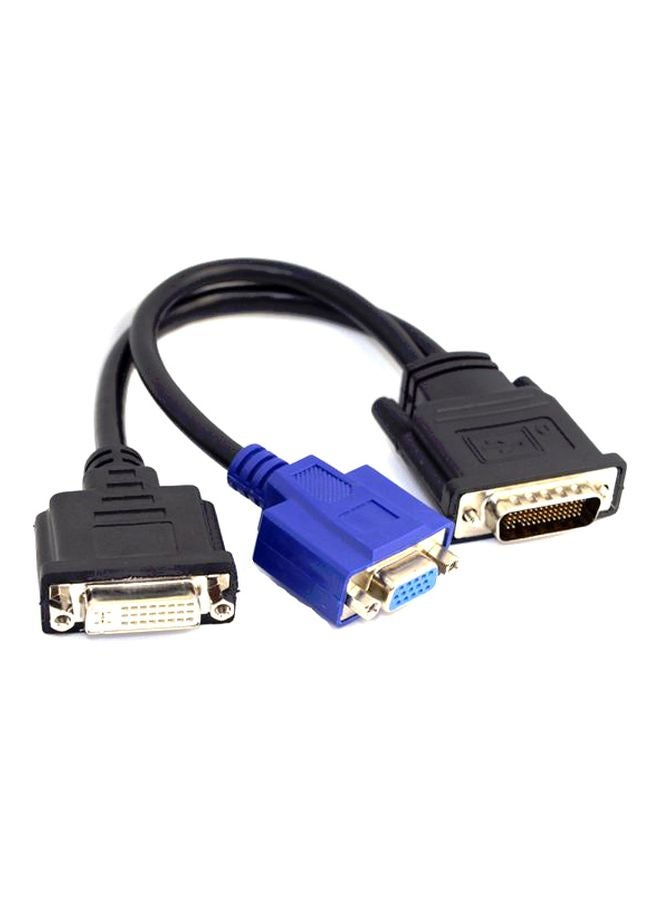 كابل تمديد DMS-59 ذكر إلى DVI 24+5 VGA أنثى بتصميم مقسوم فضي/أسود/أزرق - Image 1