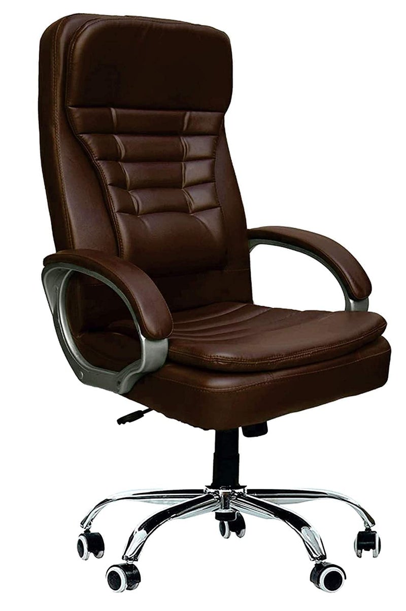 SITon Furniture SITon Furniture Ergonomic Office Chair Study REVOLVING Computer Chair Best for Work from Home Executive Chrome Metal Base Brown with ONE Year Warranty NO 12