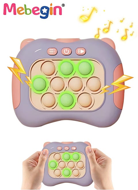 Quick Push Bubble Game with Lanyard and 4 Fun Game Modes, Lovely Push Pop Game, Mini-Handheld Fast Speed Push Game Console with Light and Sound, Fun Electronic Push It Pop Fidget Toys, Creative Antistress Toy for Kids and Adults, 3 AAA Batteries(Not Included)