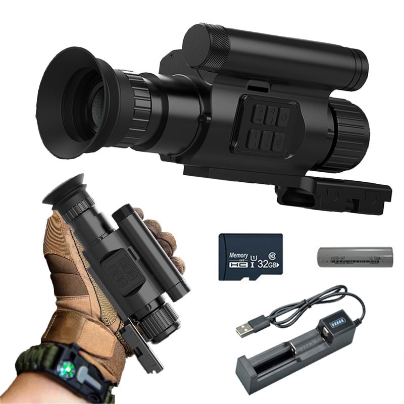 تلسكوب أحادي العين الرؤية الليلية الرقمي NV075-50mm بدقة 300 ميجا بكسل، مصدر إضاءة حرارية للألوان الأحمرية للتصوير الفوتوغرافي والتسجيل الفيديو، بمسافة طويلة تبلغ 984 قدمًا، تلسكوب أحادي العين الرؤية الليلية بدقة 1080P، يستخدم للصيد والتخييم والمراقبة - Image 1