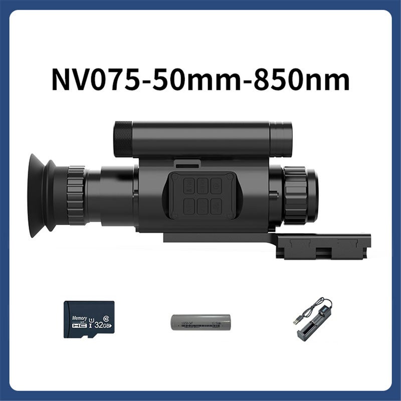 تلسكوب أحادي العين الرؤية الليلية الرقمي NV075-50mm بدقة 300 ميجا بكسل، مصدر إضاءة حرارية للألوان الأحمرية للتصوير الفوتوغرافي والتسجيل الفيديو، بمسافة طويلة تبلغ 984 قدمًا، تلسكوب أحادي العين الرؤية الليلية بدقة 1080P، يستخدم للصيد والتخييم والمراقبة - Image 2