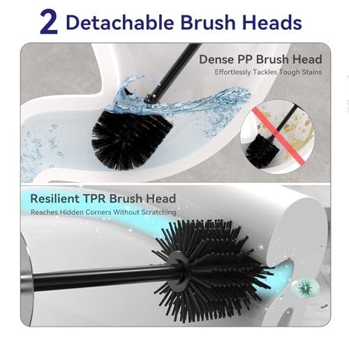 DOWRY Stainless Steel Toilet Bowl Brush and Holder for Bathroom Storage Organization Deep Cleaning Covered Brush Cleaner,Nickel Square - Image 3