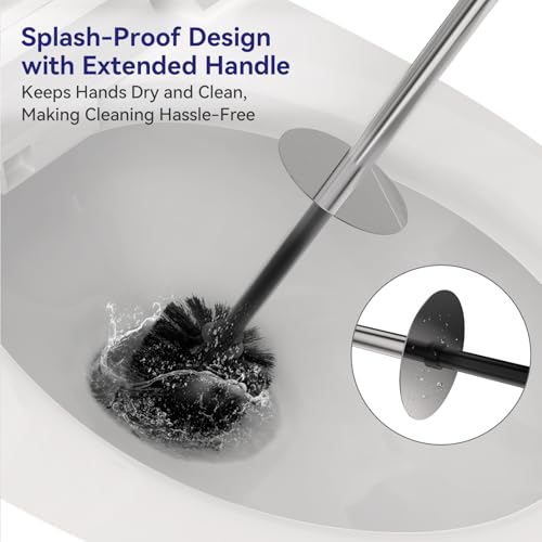DOWRY Stainless Steel Toilet Bowl Brush and Holder for Bathroom Storage Organization Deep Cleaning Covered Brush Cleaner,Nickel Square - Image 4
