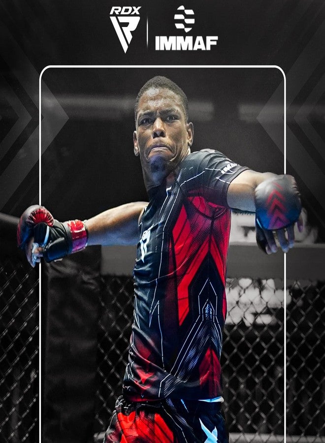 RDX IMMAF Approved Sparring Grappling Gloves, Professional Grade Hybrid Design for Competition Level and Training, ventilated Open Palm, Adjustable wrist Straps, Martial Arts Muay Thai, Men Women - Image 4