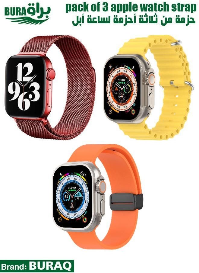BURAQ - Apple Watch Band Strap For Apple Watch Ultra 2/Ultra 49mm, Series 10 46mm, 9/8/7 45mm, SE2/SE/6/5/4 44mm, 3/2/1 42mm - Image 1