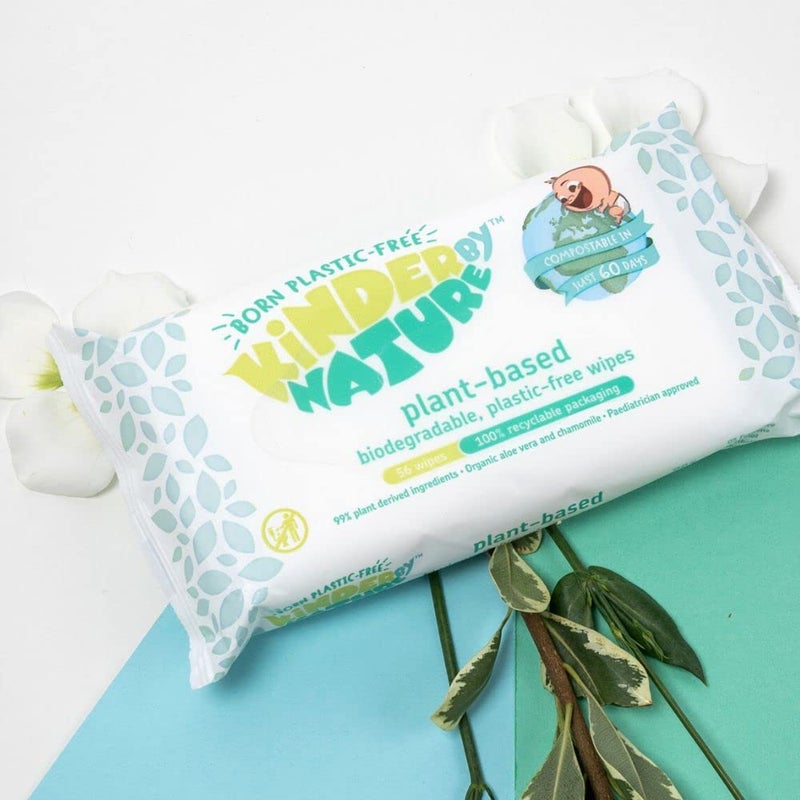 جاكسون ريس Kinder by Nature Plant Based Baby Wipes - 100% Biodegradable  Compostable, 672 Count (12 Packs of 56) - 99% Plant-Based Ingredients, Plastic-Free Wipes - Image 3