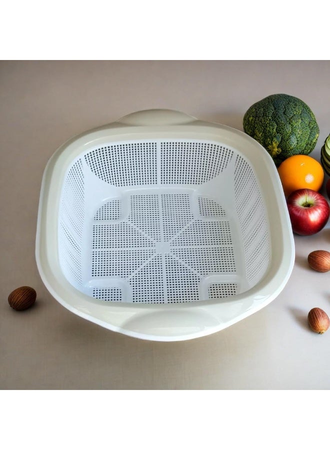 SAQOWARE Saqoware Kitchen Colander | Plastic Strainer Basket Fruits and Vegetable Washing Bowl | Rice Strainer | Sink Strainer | Fruits Basket | Mesh Colander Drain Net Basket, Mixed Colors 40 cm  - Image 1
