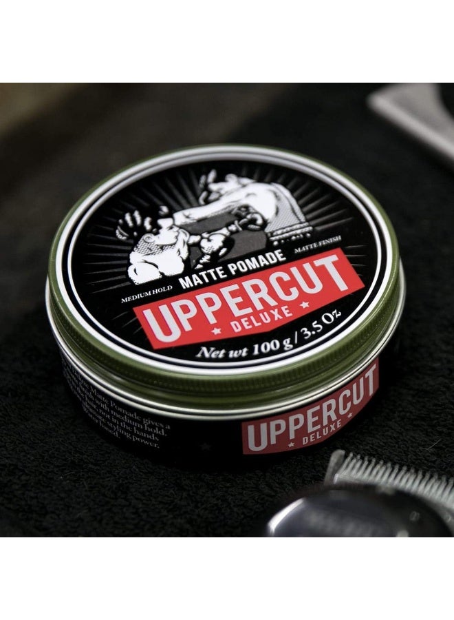 Uppercut Deluxe Matte Pomade 100g Medium Hold Matte Finish Water-Based Hair Styling Pomade for Men - Image 2
