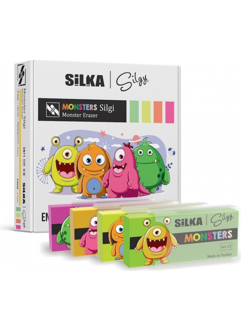 Silka Monster Eraser Large 4 Pieces 