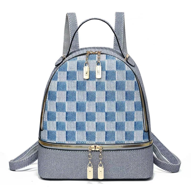 New Stitching Checkerboard Backpack High-Value Multi-Layer Large-Capacity Fashion Backpack Light Luxury Lightweight Backpack - Image 4