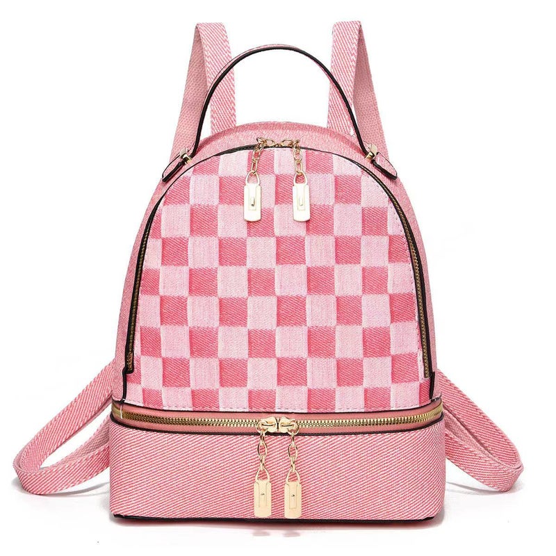 New Stitching Checkerboard Backpack High-Value Multi-Layer Large-Capacity Fashion Backpack Light Luxury Lightweight Backpack - Image 5
