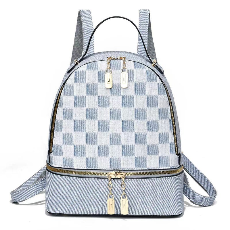 New Stitching Checkerboard Backpack High-Value Multi-Layer Large-Capacity Fashion Backpack Light Luxury Lightweight Backpack - Image 3