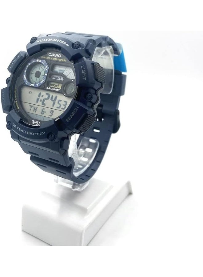 كاسيو ساعة رجالية بشاشة رقمية وسوار راتنج أزرق - WS-1500H-2AVDF - Image 2