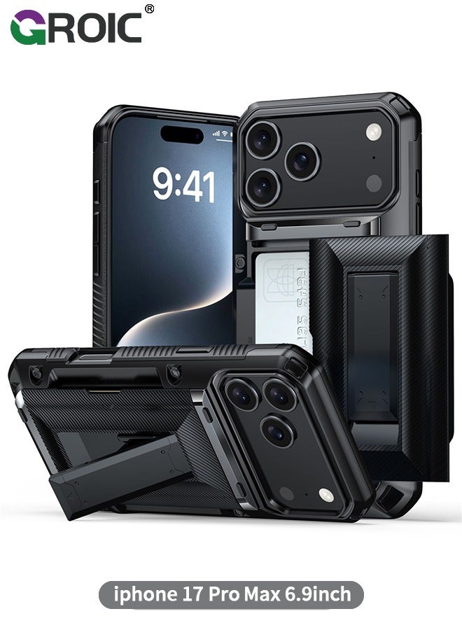 GROIC iPhone 17 Pro Max Case Wallet with Card Holder,[Built-in Invisible Kickstand][Drop Protection Rugged Shockproof Protective],iPhone 17 Pro Max Phone Cover, Wallet Case for iPhone 17 Pro Max ,iPhone 17 Pro Max Phone Shell 6.9 inch - Image 1
