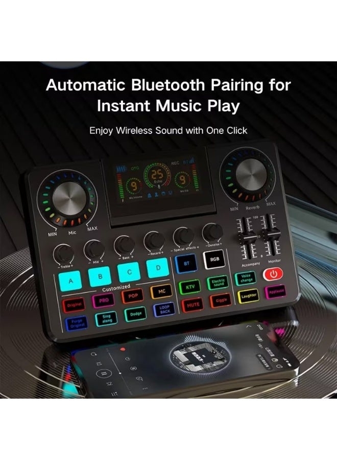 المحاكم Audio Mixer, Live Sound Card with DJ Effects, Voice Changer, Denoise, One-Click Mute | RGB Sound Board, Music Recording Equipment, Podcasting, Gaming - Image 3