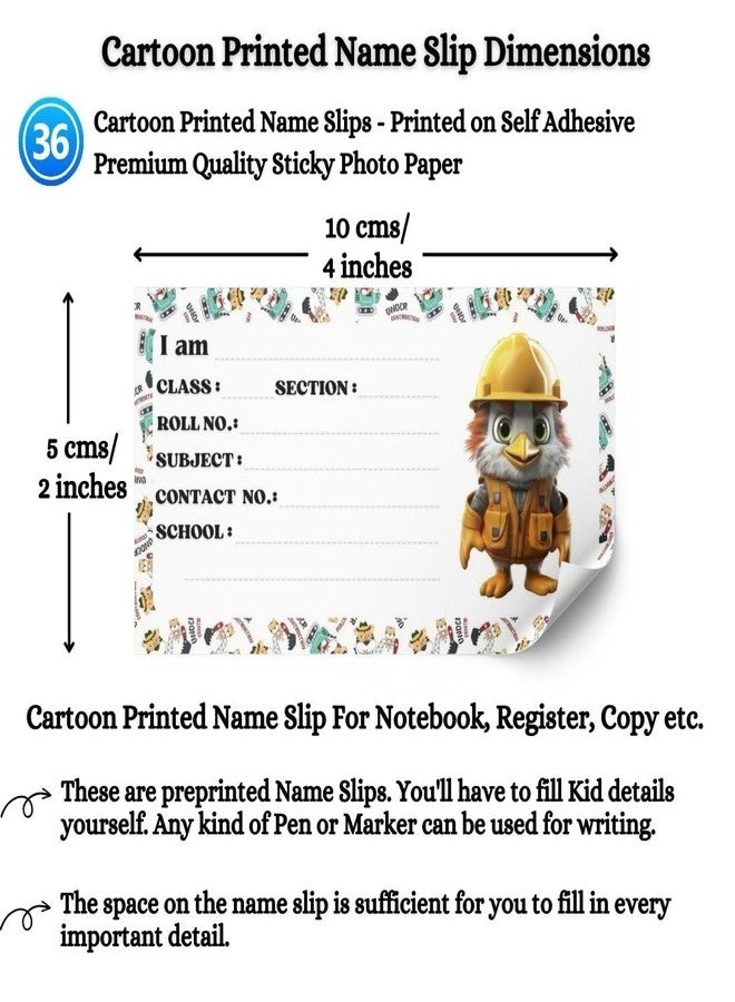 AanyaCentric 36 Pieces Kids Name Slip | 10 x 5 cm | Self Fill in Sticky Labels for Book Register Copy - Image 3