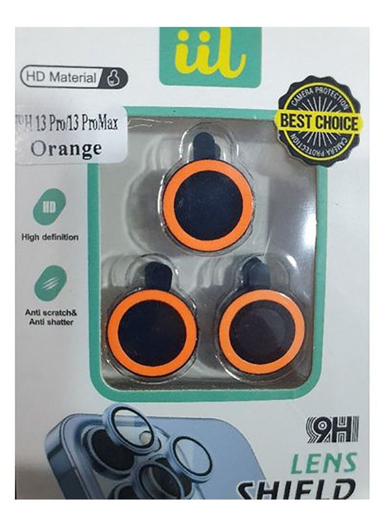 Generic - Reflective Light Camera Lens Protector For IPhone 13 Pro Max & 13 Pro TemperedGlass-Orange - Image 1