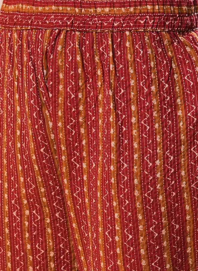 Globus All-Over Printed In Dobby A-Line Kurta with Pants Co-Ords - Image 5