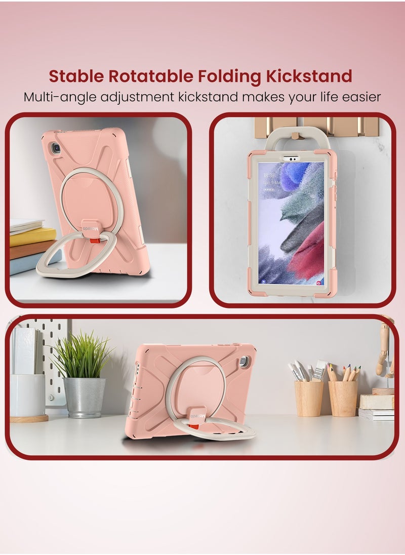 Moxedo Moxedo Shockproof Rugged Protective Colorful Case with 360 Rotating Kickstand , Shoulder Strap , Pen Holder for Kids Compatible for Samsung Galaxy Tab A7 Lite 8.7 Inch 2021 (SM-T220/T225) -Rose Gold  - Image 4