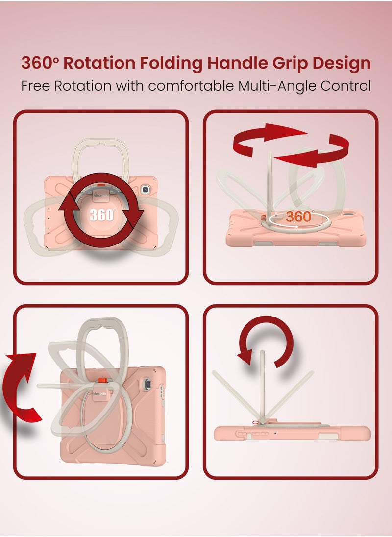 Moxedo Moxedo Shockproof Rugged Protective Colorful Case with 360 Rotating Kickstand , Shoulder Strap , Pen Holder for Kids Compatible for Samsung Galaxy Tab A7 Lite 8.7 Inch 2021 (SM-T220/T225) -Rose Gold  - Image 3