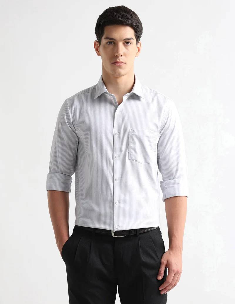 Arrow Vertical Striped Auto Press Flx Shirt