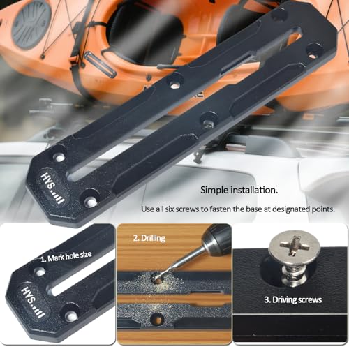 HYS 747 Drill Hole Track Mount with 3 PCS 1 Ball TBolt Base for Kayak Boat Compatible with RAM Mounts B Size Arm for Fish Finder Phone Marine GPS - Image 3