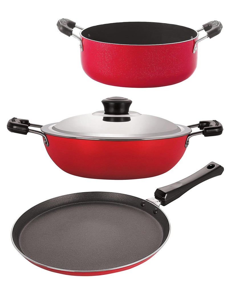 Nirlon Nirlon Non Stick cookware Set of 3 Pieces Combo for Wedding Gift FT10_DKDJ_CS24  - Image 1