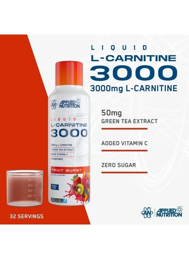 Applied Nutrition L Carnitine Liquid Fruit Burst 3000 MG, Liquid L Carnitine Supplement with Green Tea Extract, 3000 MG Per Serving, Vegetarian Friendly, Daily Sports Nutrition Formula - Image 3