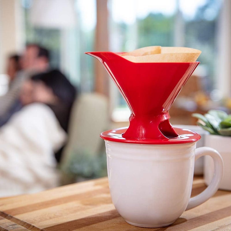 Melitta 640820 Ready Set Joe Filter Cone Pourover Cone Manual Brewer One Cup Brewer Red - Image 4