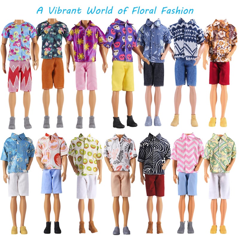E-TING 15 Pieces Suit Set for 12inches boy Doll= 1 Suit Jacket + 1 Shirt with Black Bowtie +1 Business Pants + 3 pcs Casual Wear Clothes Tops + 3 Pants + 1pc Swim Trunks +5 Pairs Shoes Random Style - Image 4