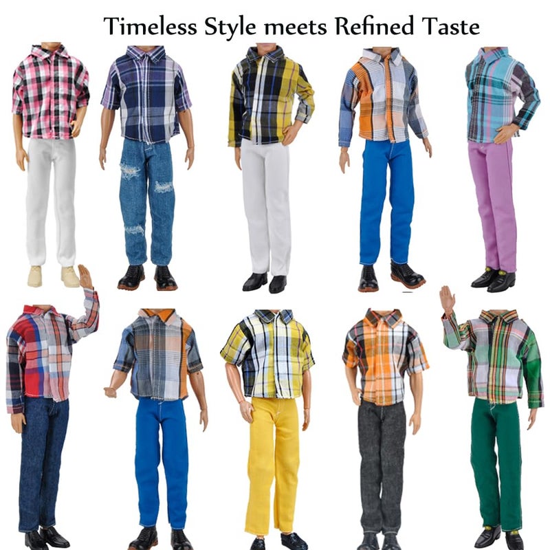 E-TING 15 Pieces Suit Set for 12inches boy Doll= 1 Suit Jacket + 1 Shirt with Black Bowtie +1 Business Pants + 3 pcs Casual Wear Clothes Tops + 3 Pants + 1pc Swim Trunks +5 Pairs Shoes Random Style - Image 3