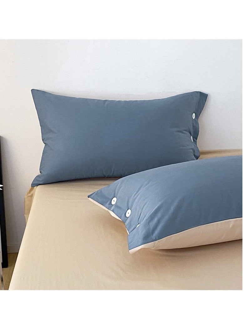 AROAQ Bed Cover Set, Soft Luxurious Pure Bedsheet Set, Long-staple Cotton Simple Solid Color Bed Sheet Quilt Cover Bedding Twill Cotton Set, ( grey, 1.8m fitted sheet set of four)  - Image 4